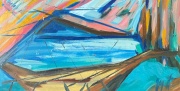 Fractured Morning Light - Canoe Village Visit -  Oil on Canvas - 29x10" - $400.00