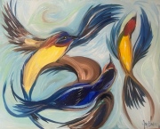 Swallows Spirit Helpers Gather - 30"x24" - Oil on Canvas - $1500.00