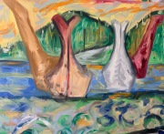 Canoes at Rest   Oil on Canvas   28x40 - $800.00