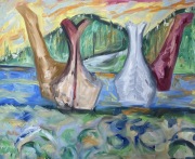 Canoe Journey Family Visit   Oil on Canvas   40x30" - $700.00