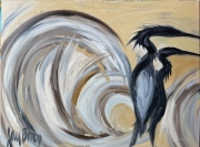 Heron's Spirit Helpers Appearing to Answer a Call for Help - Oil on Canvas - 30x40" - $2500.00