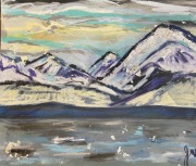Olympic Mountains in Transition - Pastel and Silver Leaf - 12x16"  - $400.00