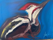 Woodpecker Listens - Oil on Canvas - 18x24" - $700.00