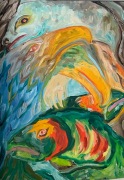 Spirits of the Salmon   Oil on Canvas   18x23 - $500.00