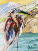 Grandfather Heron - Sunrise Summer Solstice  18x24" Oil on Canvas - $1600.00