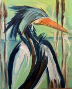 Blue Heron Grandfather - 16x20" - Oil on Canvas - $900.00