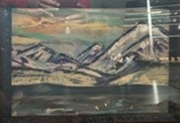 View of Olympic Mountains - Pastel and silver - 14x10" - $350.00