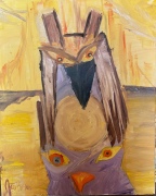 Raven Protecting Owl into the Evening - Oil on Canvas - 16x20" - $900.00