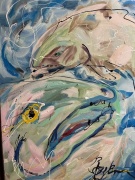 Salmon Meeting - Oil on Canvas - 18x24" - $1200.00
