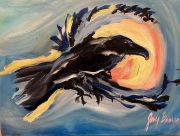 Summer Raven Brings Wisdom  24x18 - Oil on Canvas - $800.00