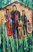 My Family circa 1500 Leaving for Potlatch - 24x26" - Oil on Canvas - $2200.00