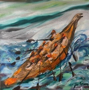 Treacherous Canoe Journey - Oil on Canvas- 12x12" - $500.00