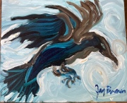 Winter Spirit Raven - 9x12" - Oil on Linen - $450.00