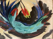 Hummingbirds - Power of Three Spirits - 11x14" - Oil on Wood - $500.00