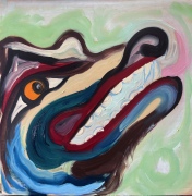 Wolf Mask - Oil on Wood - 12x12" - $400.00