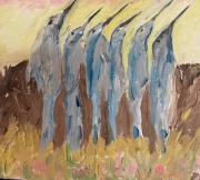 Morning - Hummingbird Family at Sunrise - Oil on Canvas - 8x10"   $250.00