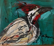 Woodpecker Appears and Sounds Off - 9.5x12" - Oil on Linen - $400.00