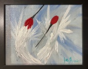 White Hummingbirds Spirits - 8x10  Oil on Board