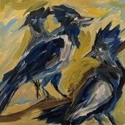 Blue Jay Tells All - Oil on Canvas - 12x12" - $400.00