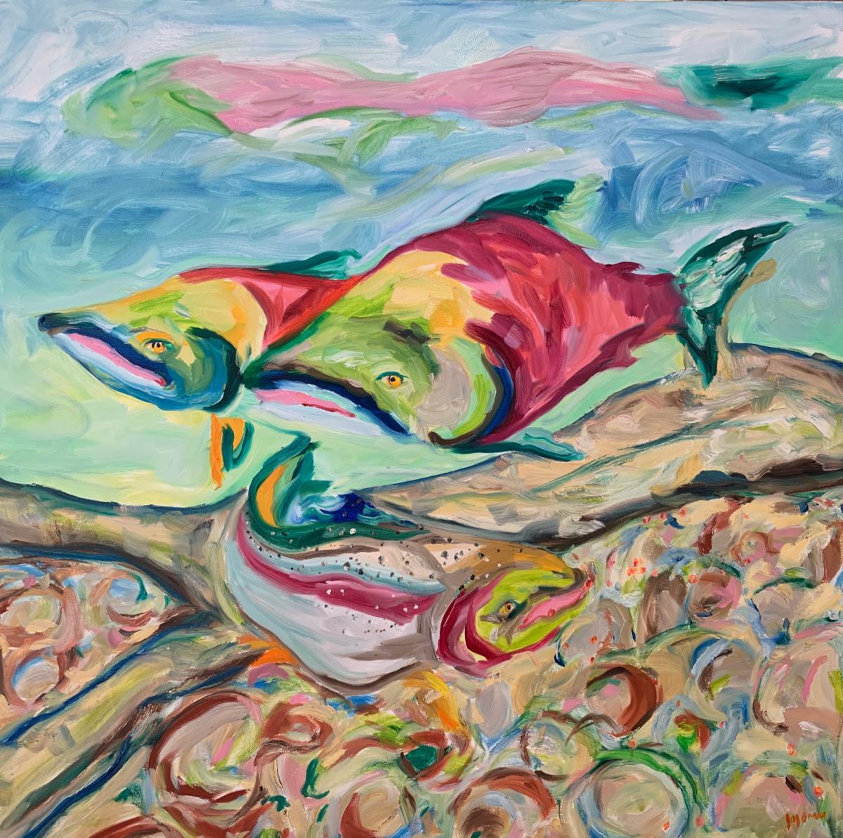Sockeye with Trout - Perseverance 60x60 $2000